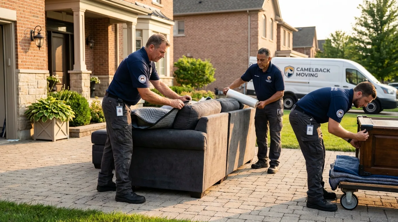 Large estate moving crew wrapping furniture in Geneva, FL