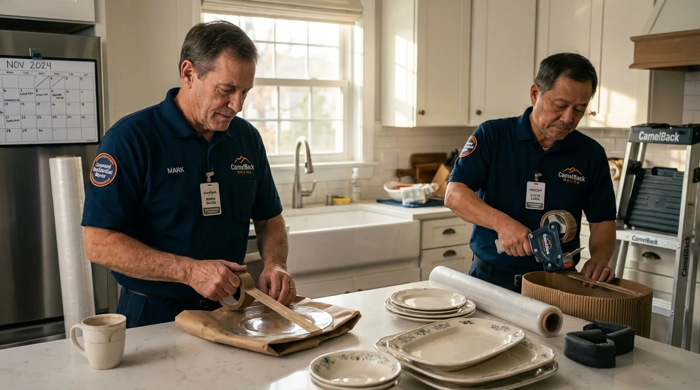 Professional crew packing kitchen dishware in Geneva, FL